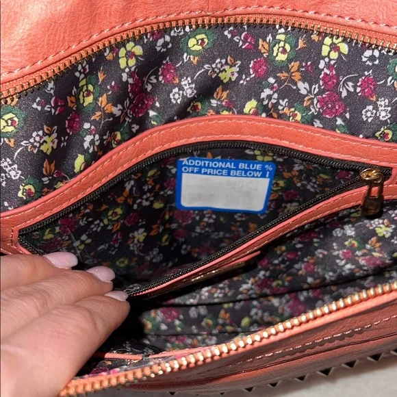 Urban Expressions Coral Crossbody Bag with Gold Accents - Picture 5 of 9